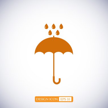 Şemsiye ve yağmur damla düz simgesi