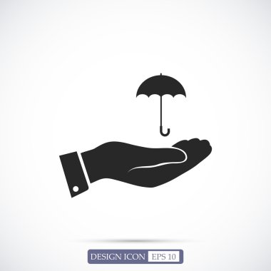 şemsiye ile el düz simgesi