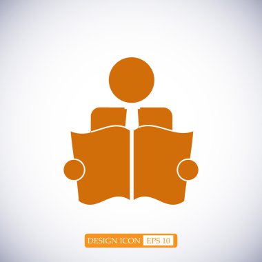 Kitap okuyucu düz simgesi