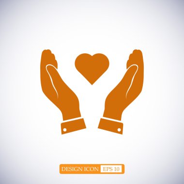 eller düz simgesi kalp