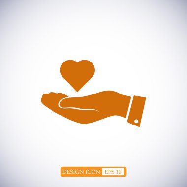 kalp el düz simgesi