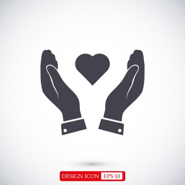 eller düz simgesi kalp