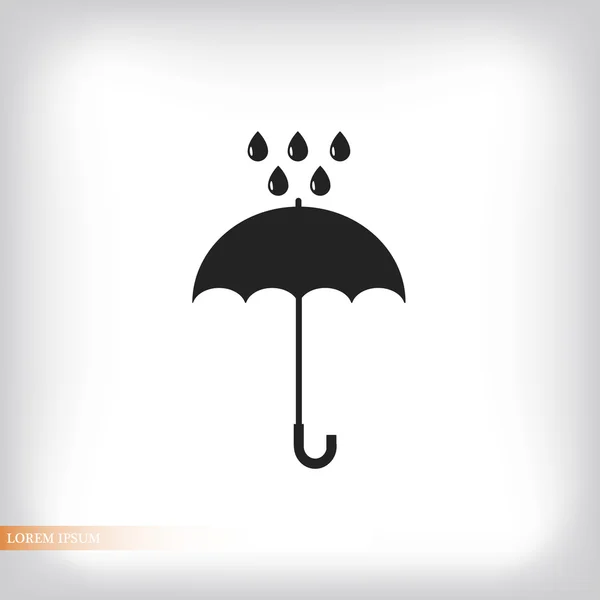 Umbrella and rain drops flat icon — Stock Vector