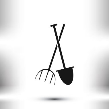 Bahçe çatal ve kürek simgesi
