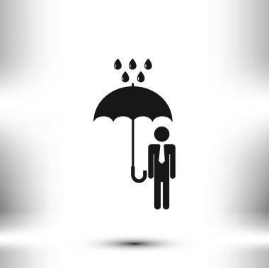 bir şemsiye yağmur simgesi olan adam