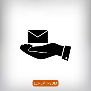 elinde düz simgesi e-posta 