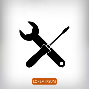 İngiliz anahtarı ve tornavida düz simgesi