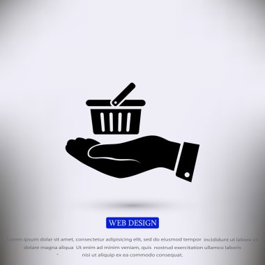 sepet içinde el düz simgesi 