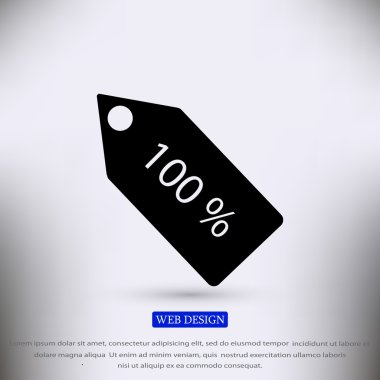 % 100 etiketi düz simgesi 