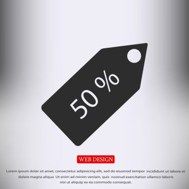 % 50 etiketi düz simgesi 