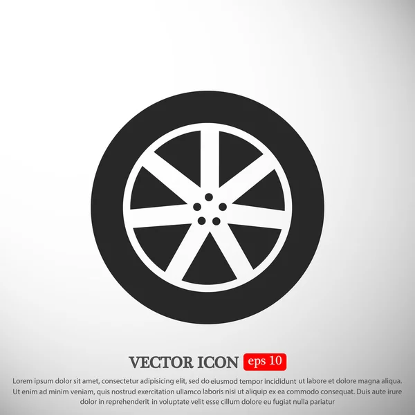 Rueda icono plano — Vector de stock