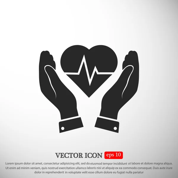 Szív és kéz lapos ikon — Stock Vector