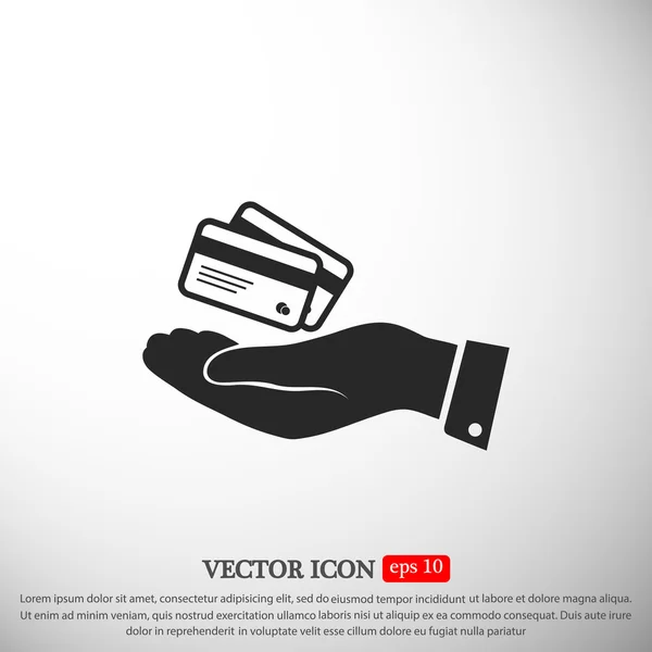 Hitel kártya ikon a kezében — Stock Vector