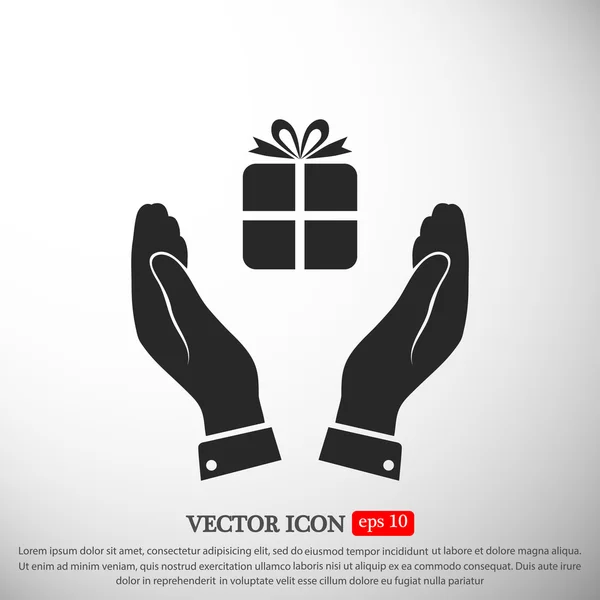 Pictografía de regalo icono plano — Vector de stock