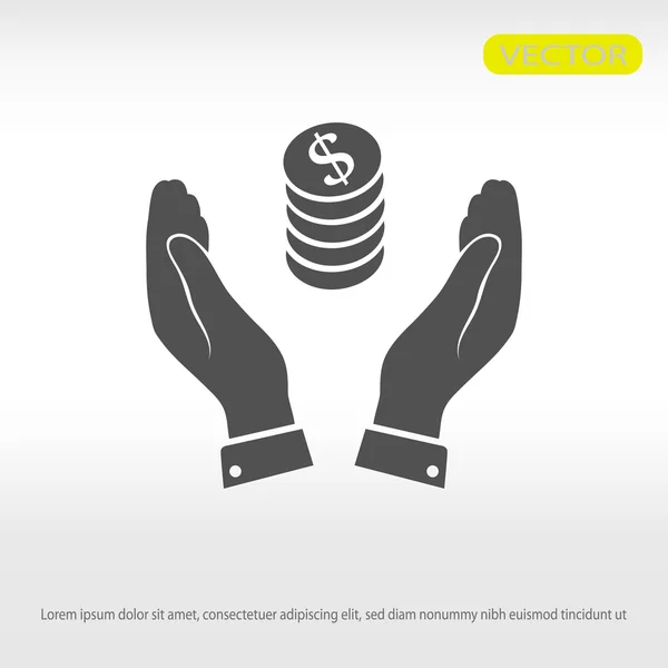 Pictografía de dinero en mano icono plano — Vector de stock