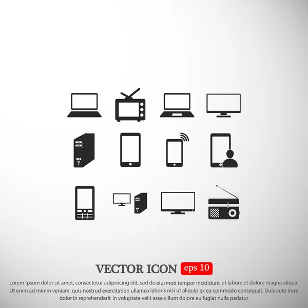 Ícones de dispositivos de comunicação — Vetor de Stock
