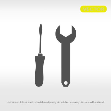 İngiliz anahtarı ve tornavida düz simgesi