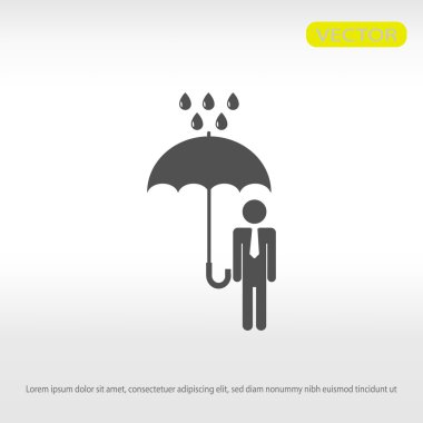 bir şemsiye yağmur simgesi olan adam
