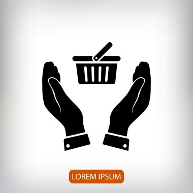 sepet içinde el düz simgesi 