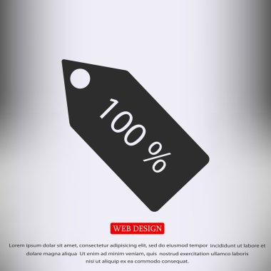 % 100 etiketi düz simgesi 