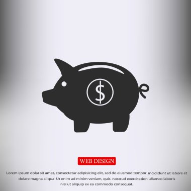 Kumbara - para düz simgesi kaydetme  