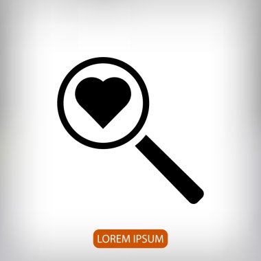 kalp arama düz simgesi 