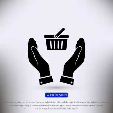 sepet içinde el düz simgesi 