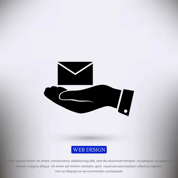 Email en main icône plate — Image vectorielle