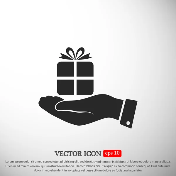 Kéz- és ajándék lapos ikon — Stock Vector