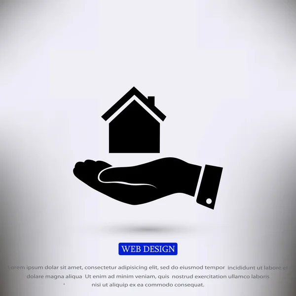 Ikonę domu w ręku płaskie — Wektor stockowy