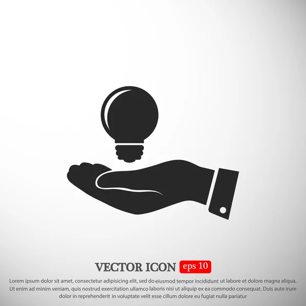 Pictogramme de l'icône de l'ampoule à la main — Image vectorielle