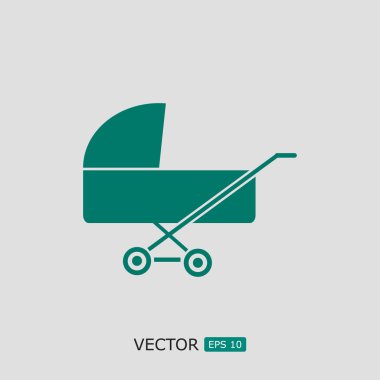 Çocuk arabası düz simgesi