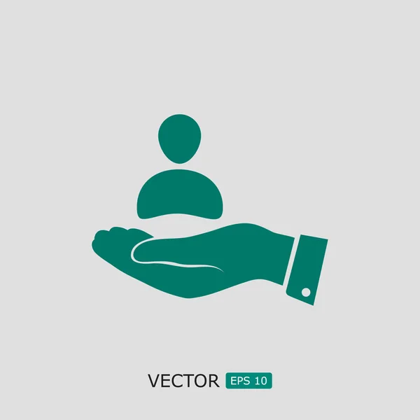 Icono de hombre de negocios en la mano — Vector de stock