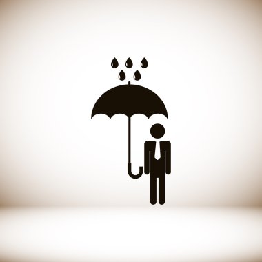 bir şemsiye yağmur simgesi olan adam