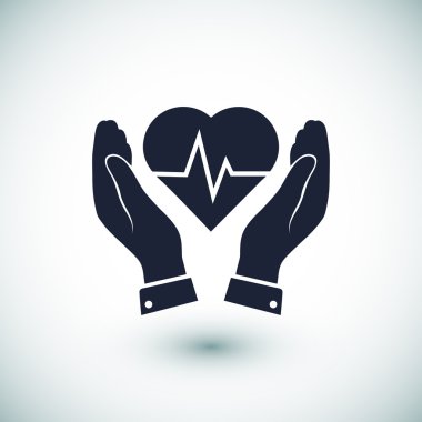 kalp ve el düz simgesi