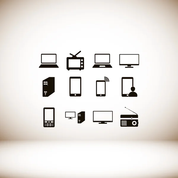 Ícones de dispositivos de comunicação —  Vetores de Stock