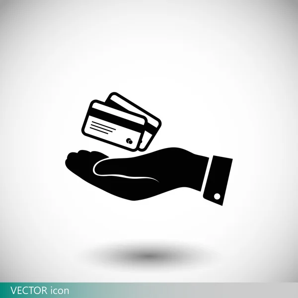 Icono de la tarjeta de crédito en mano — Vector de stock