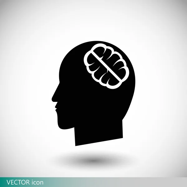 Cervello nella testa umana — Vettoriale Stock