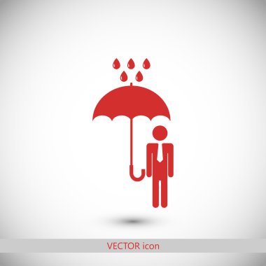 bir şemsiye yağmur simgesi olan adam
