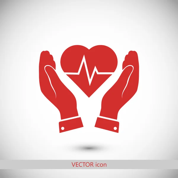 Ilustración de corazón y manos — Vector de stock