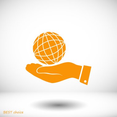 Dünya dünya el simgesi ile