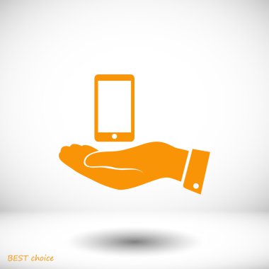 elinde cep telefonu simgesi