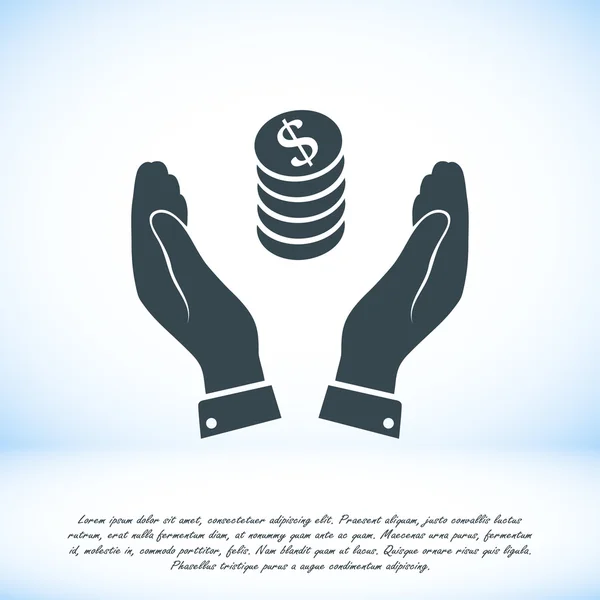 Pictograph van geld in handen pictogram — Stockvector
