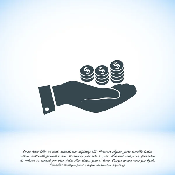 Pénzt a kéz ikon — Stock Vector