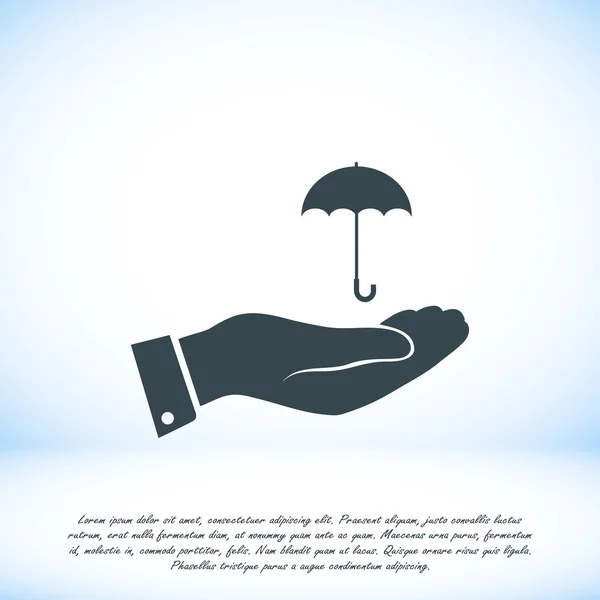 Guarda-chuva com ícone de mão — Vetor de Stock