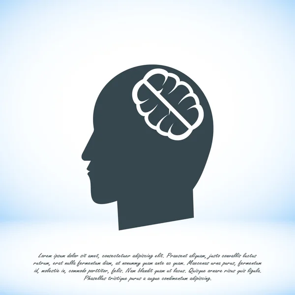 Cervello nella testa icona piatta — Vettoriale Stock