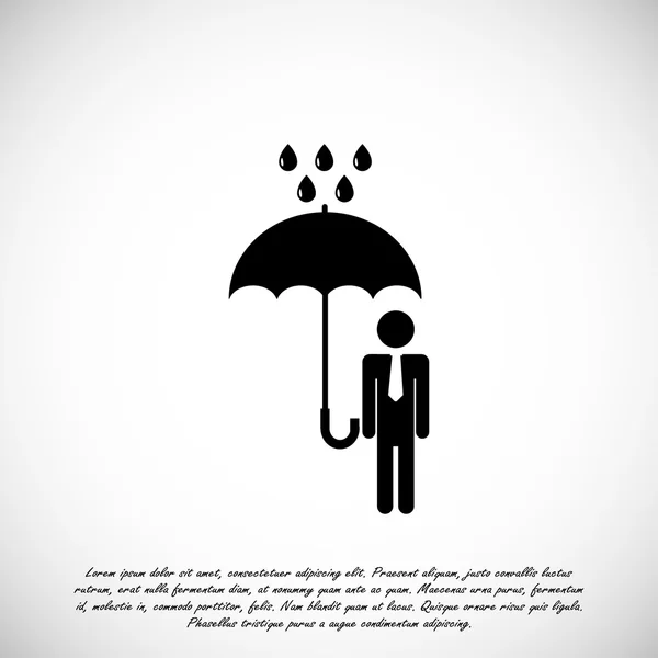 Άνθρωπος με μια ομπρέλα στο εικονίδιο βροχή — Διανυσματικό Αρχείο