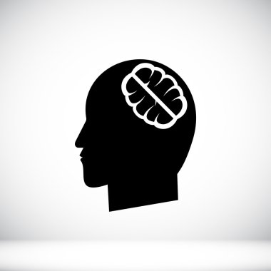 beyin kafa düz simgesi