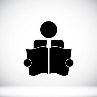 Kitap okuyucu düz simgesi