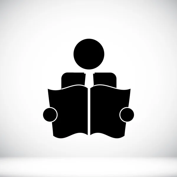 Leitor de livros ícone plano — Vetor de Stock